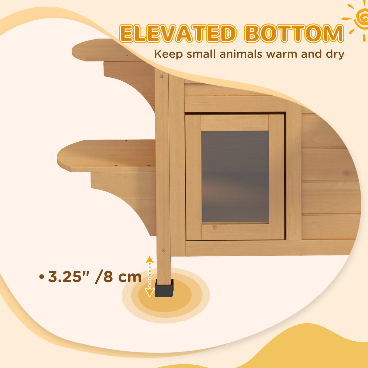 Outdoor Wooden Cat House with Escape Door Asphalt Roof 4 Platforms - Natural Yellow