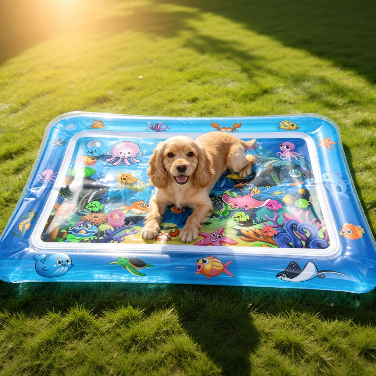 Interactive Cat Water Mat with Floating Fish & LED Light - Pet Enrichment