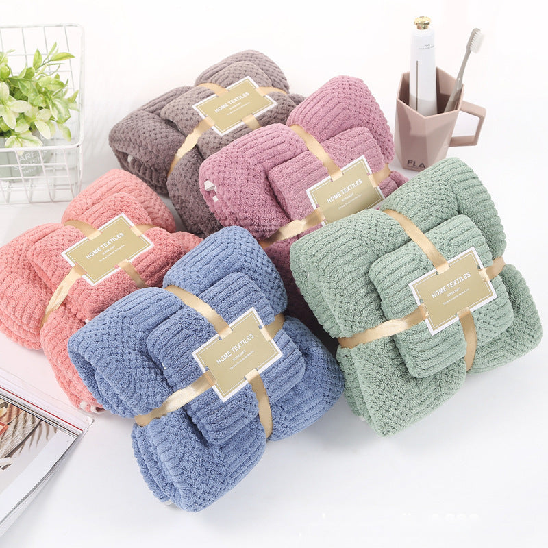 Auspicious Coral Velvet Towels & Bath Towels Set - Soft & Absorbent Unisex
