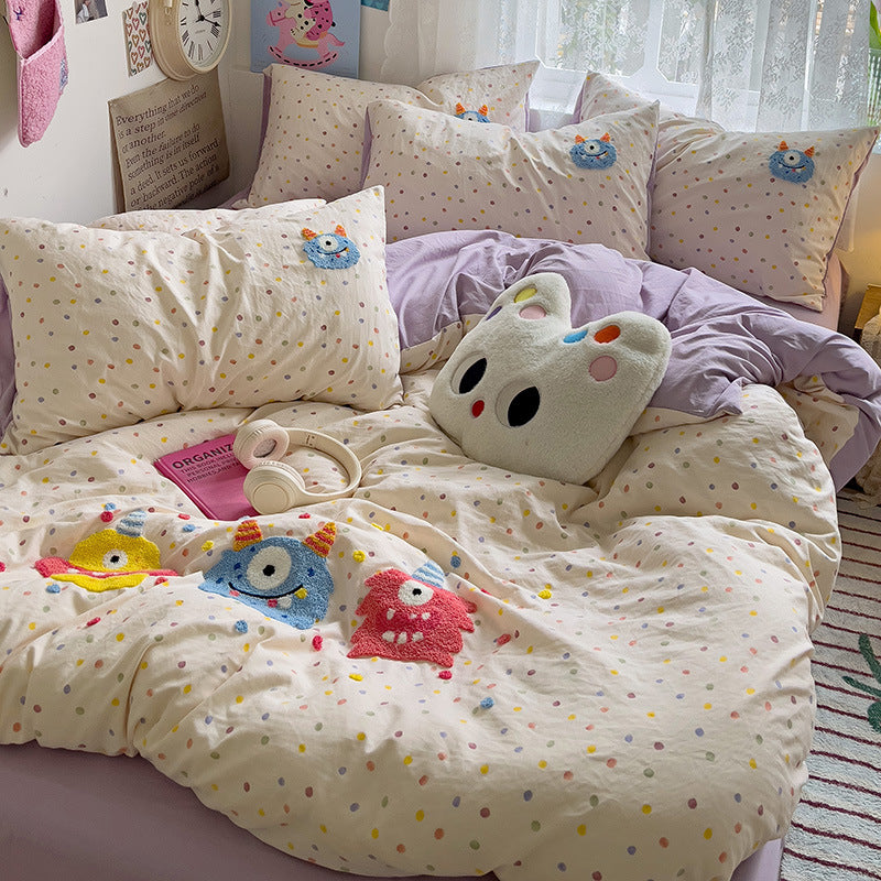 Skin-Friendly Cotton Quilt Bedding Set - 4 Pieces, Multiple Sizes & Patterns