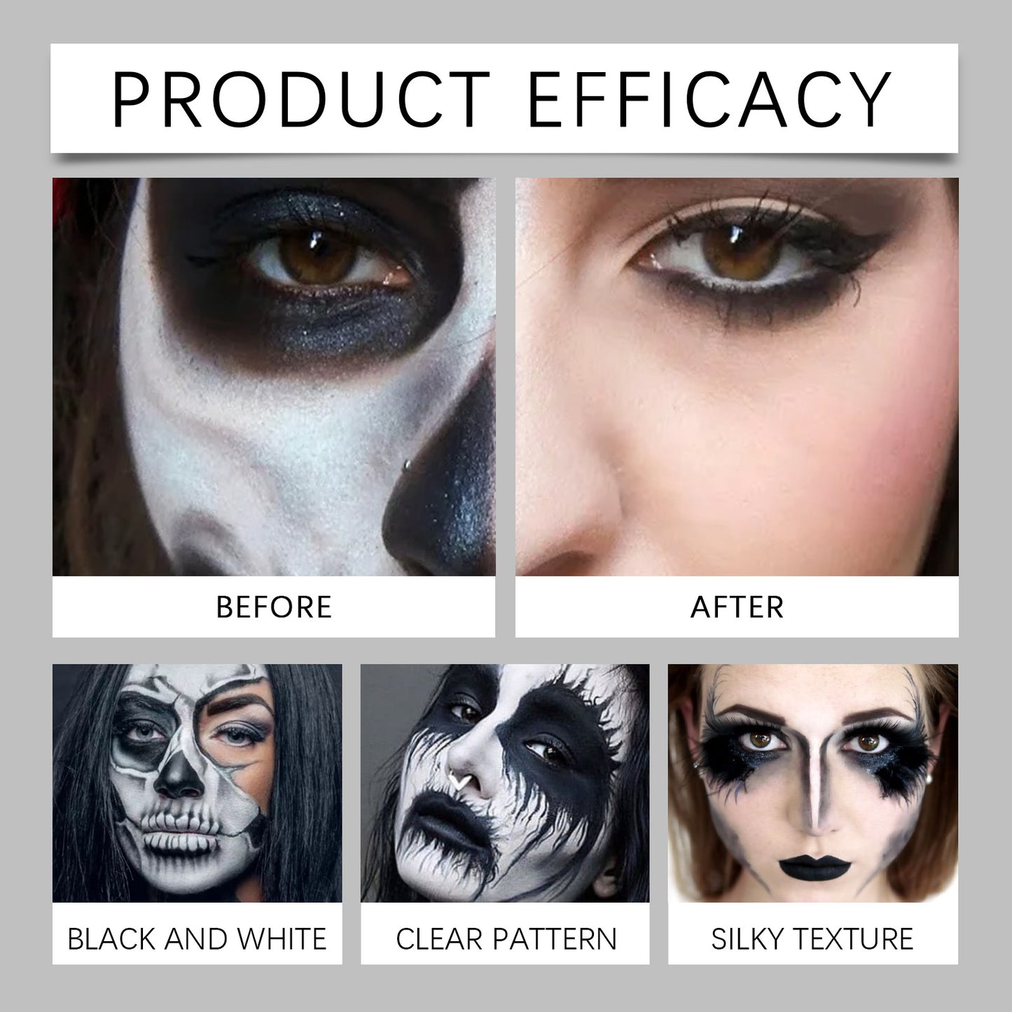 Black and White Liquid Face & Body Paint Set - Halloween Makeup Kit