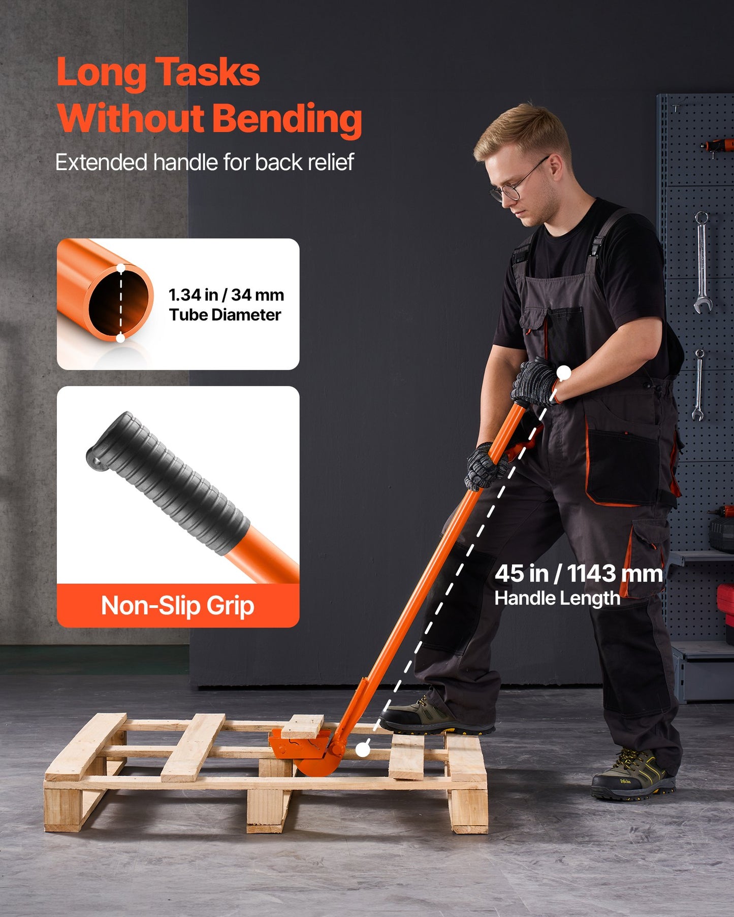 Heavy Duty Pallet Buster Tool 40 Inch Carbon Steel Pry Bar for Flooring Roofing