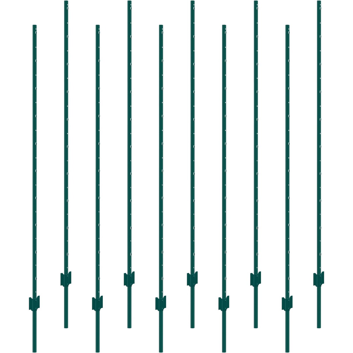 Heavy Duty Metal Fence Posts 6ft Green 10 Pack for Garden & Boundary Support