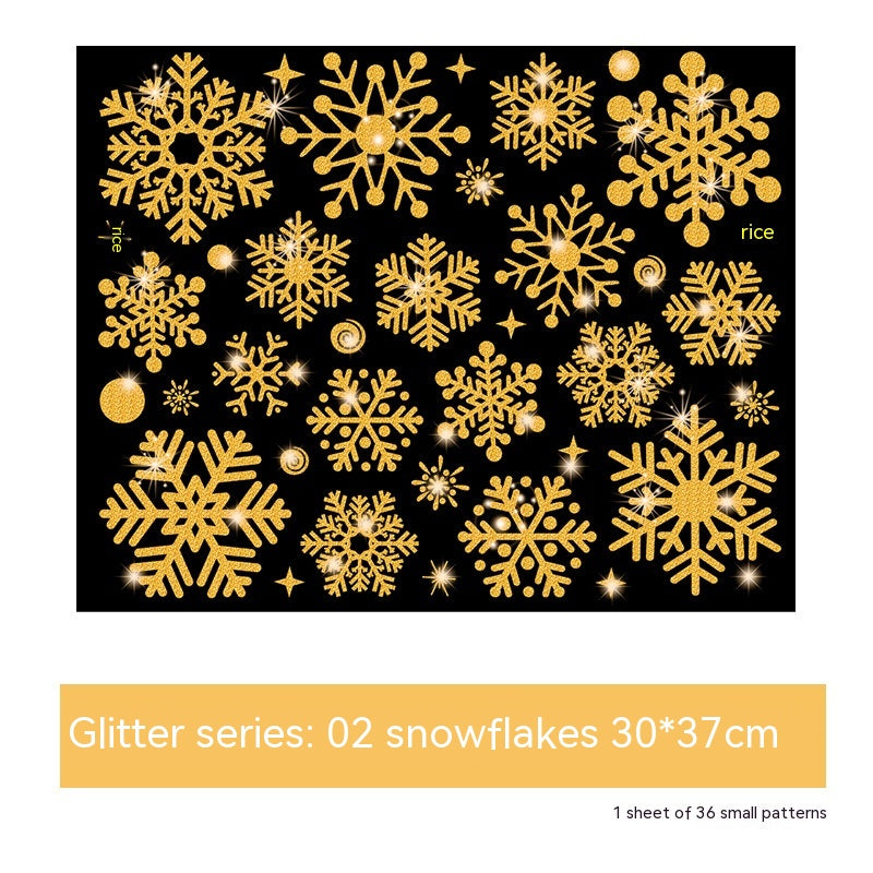 Glitter Decorative Wall Stickers Christmas Snowflake Set for Festive Wall Decor