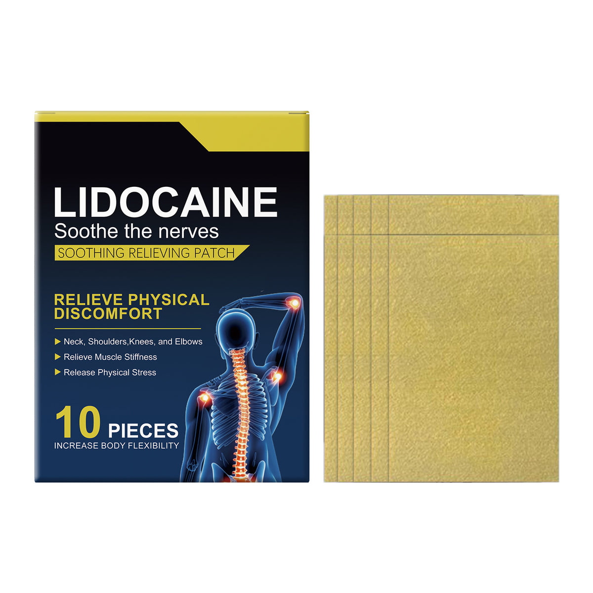 Muscle Relaxing Pain Relief Patch - 10 Pieces, Lidocaine & Vitamin E