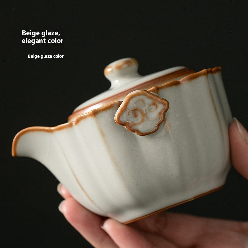 Ceramic Tea Cup Set with Travel Bag - One Pot and One Cup, Retro Style