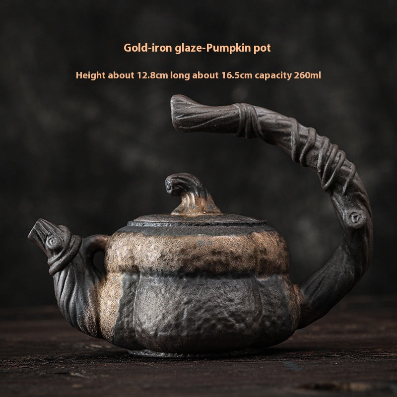 Handmade Ceramic Teapot with Pumpkin Style - 260ml Kung Fu Tea Maker