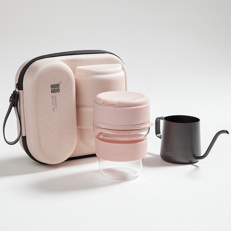 Portable Coffee Cup Set for Travel and Office - Heat-Resistant Glass & PP Material