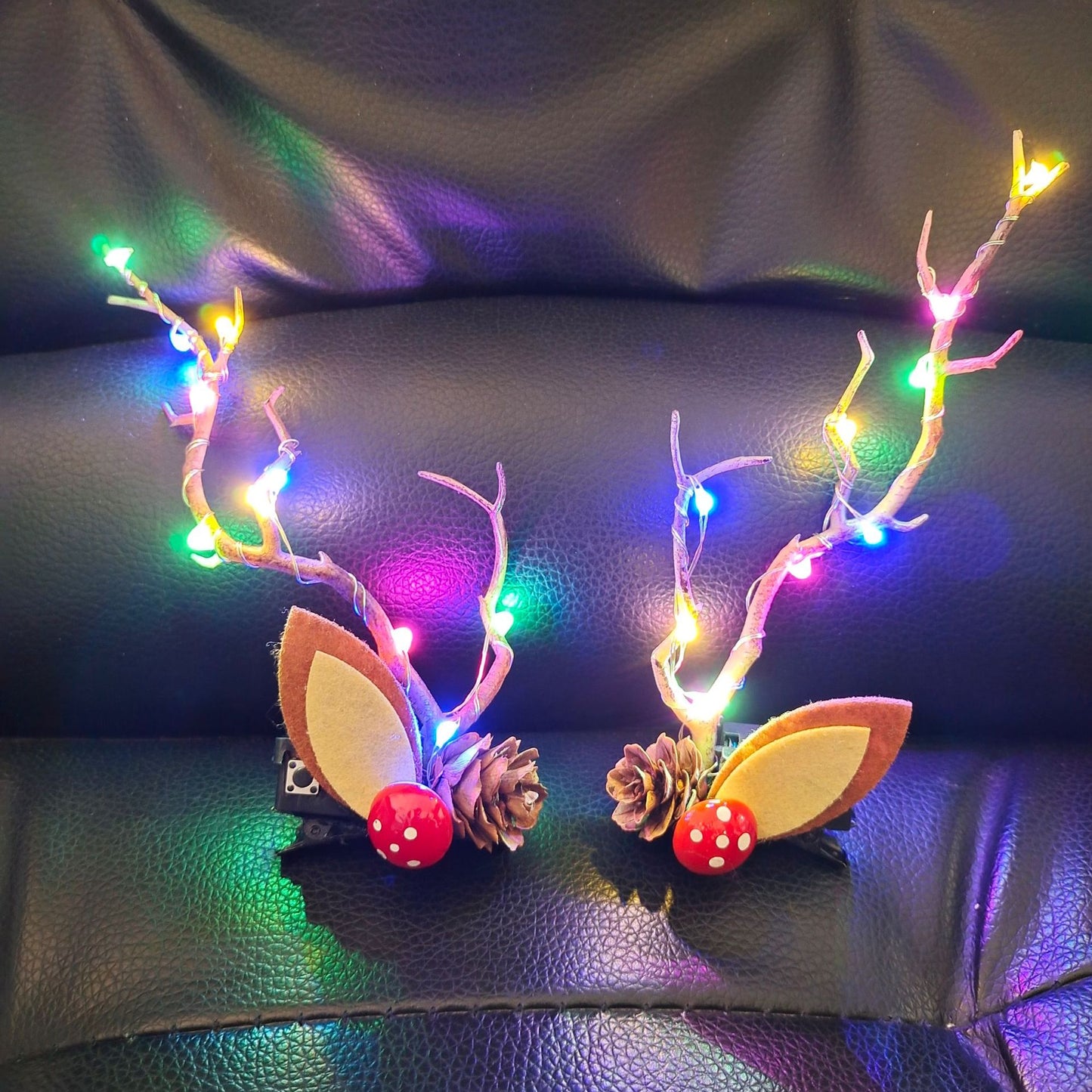 Luminous Deer Horn Hair Band Christmas Headwear - Handmade Holiday Hair Accessory