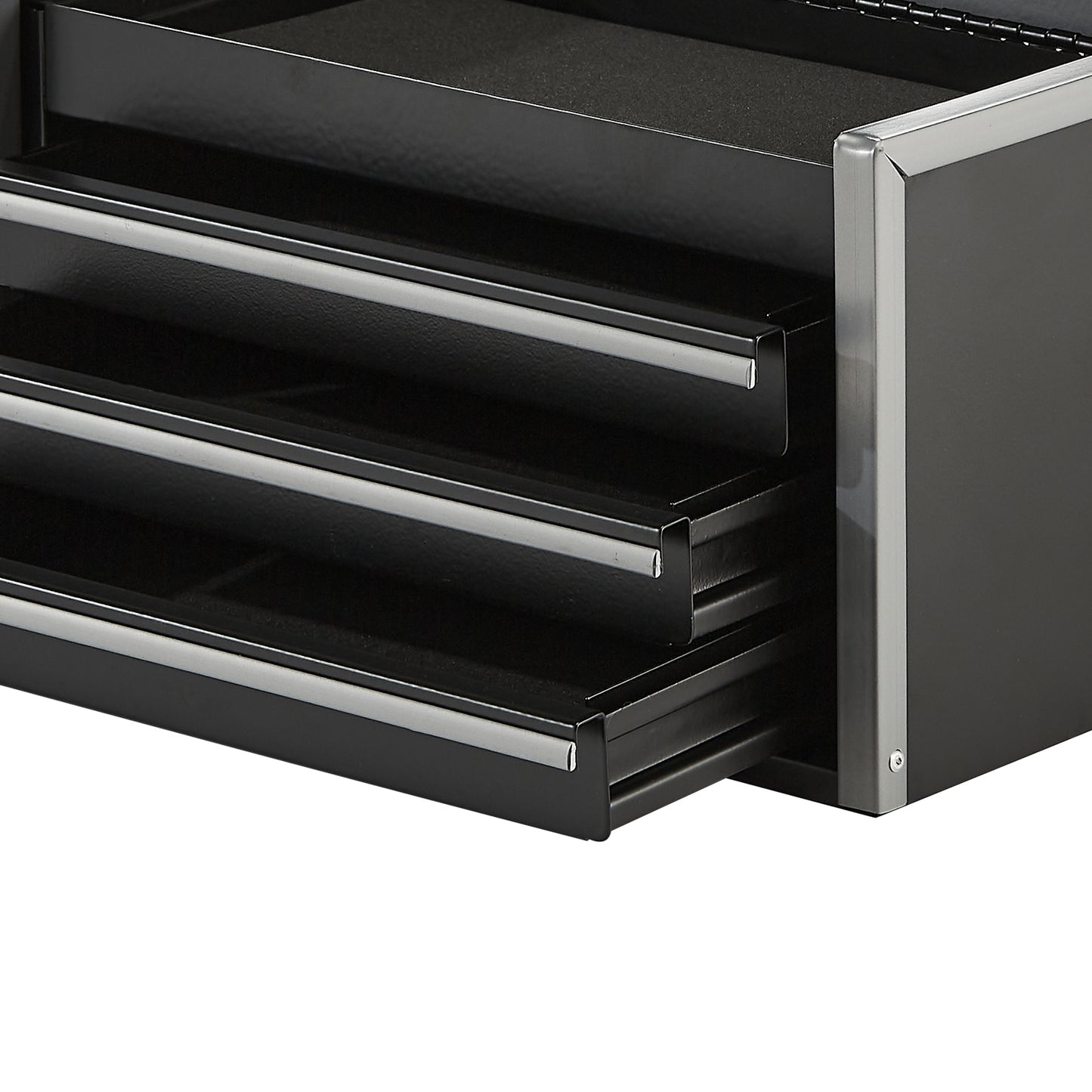 8.6-Inch Portable Metal Toolbox with 3 Drawers, Tool Organizer, Black