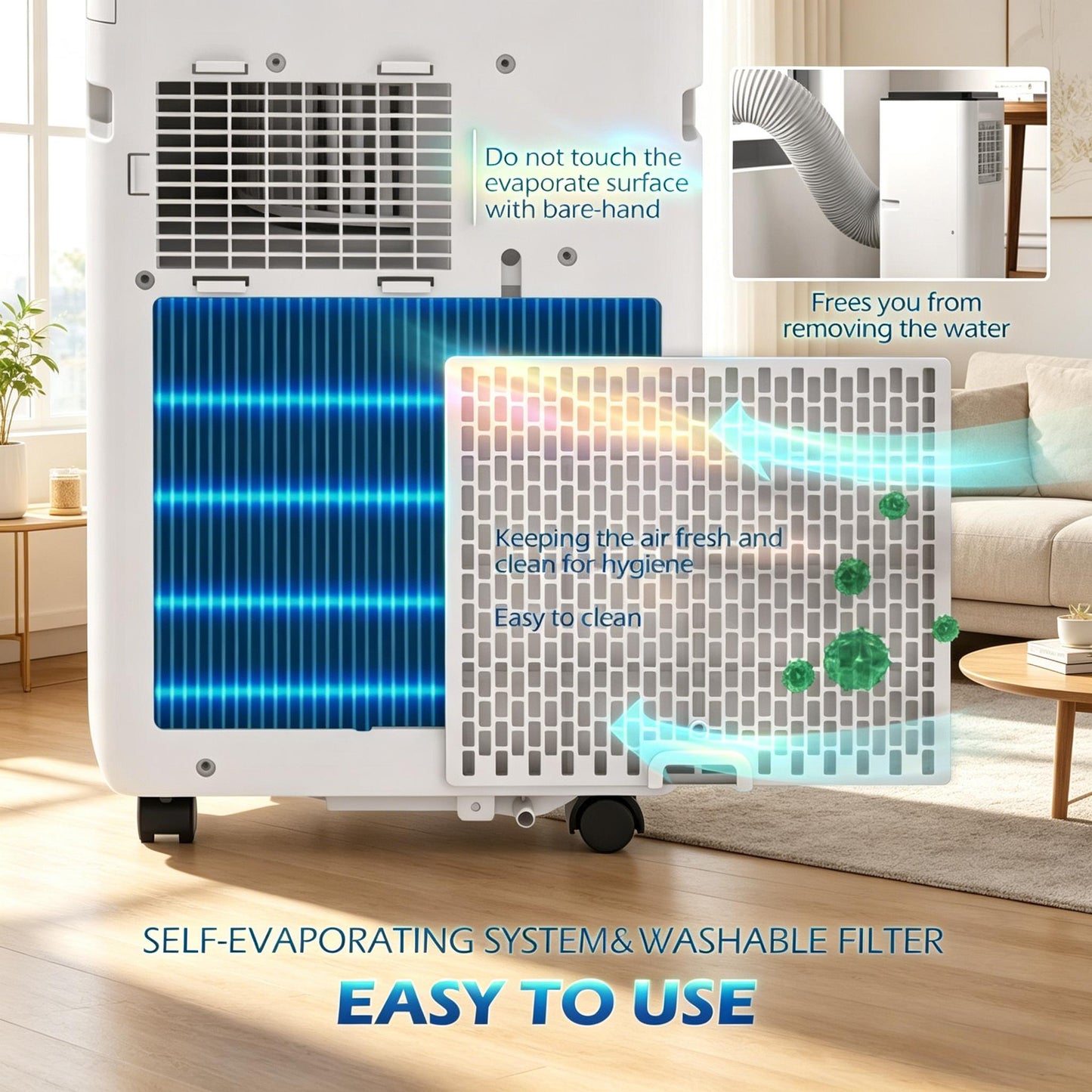 Portable Air Conditioner - Powerful 10,000 BTU Cooling - White