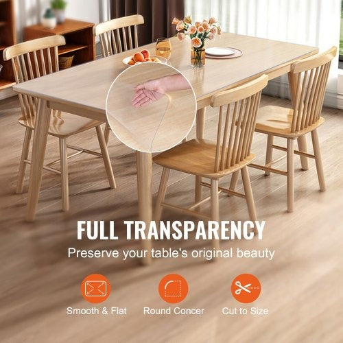 Clear Table Protector Mat - 1.5mm Waterproof PVC Cover for Dining