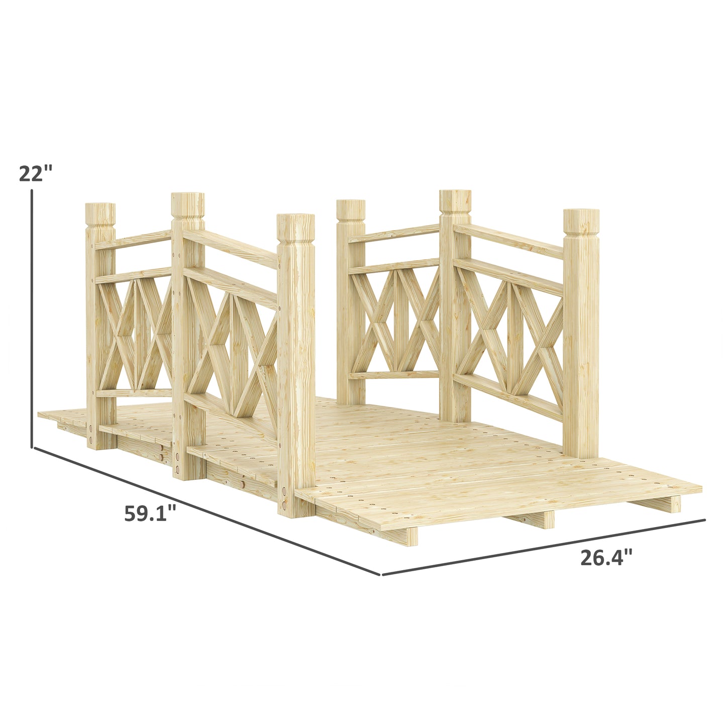 Wooden Garden Bridge Footbridge for Ponds Creek Streams 5 ft Nature Wood