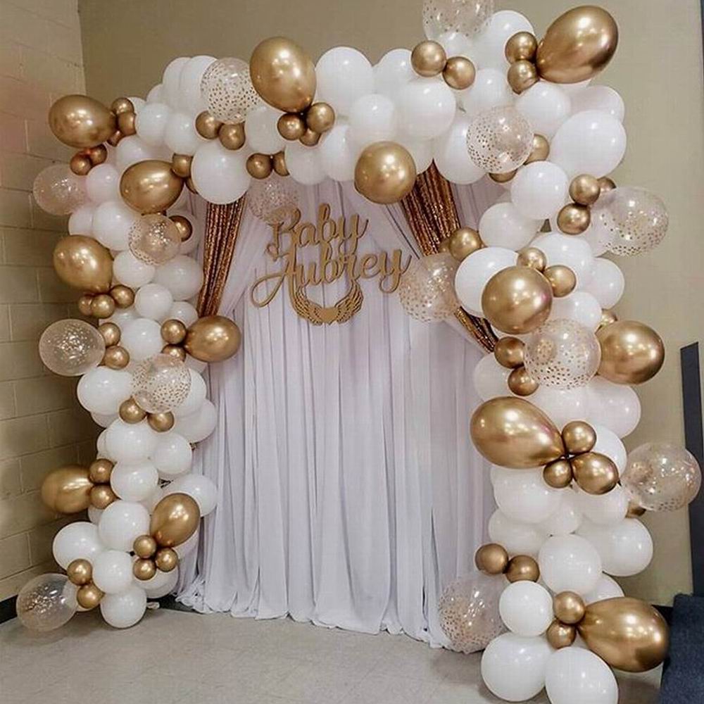 White Gold Latex Balloon Set for Wedding and Party Decorations