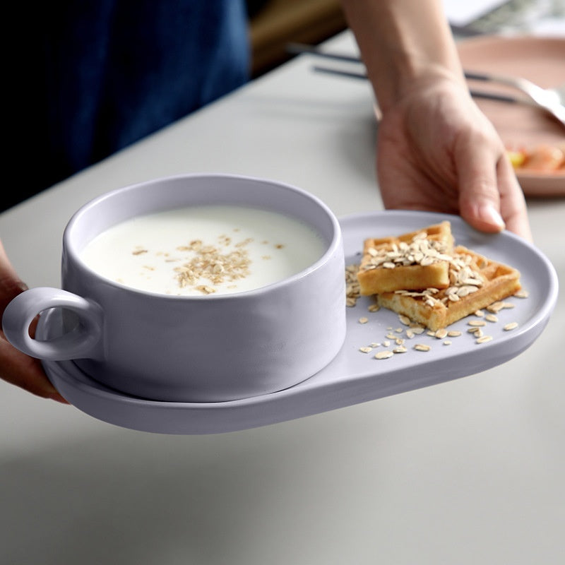 Ceramic Breakfast Cup Set - Multiple Colors, 4.7 Inch Porcelain Tableware