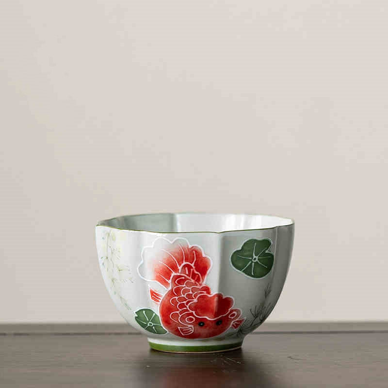 Hand Painted Ceramic Tea Set with Wooden and Grass Accents - Chinese Style Household Collection