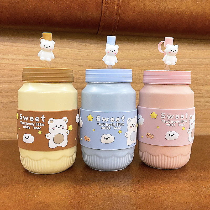Ceramic Mug with Cover - Cute & Creative Household Drinkware, 480ML