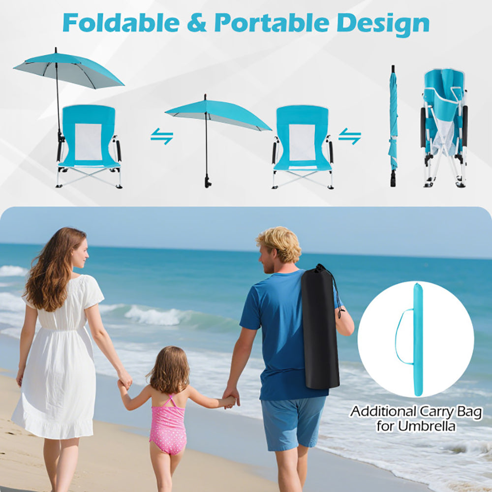 Portable Beach Chair with Adjustable Umbrella - UPF 50+ Protection