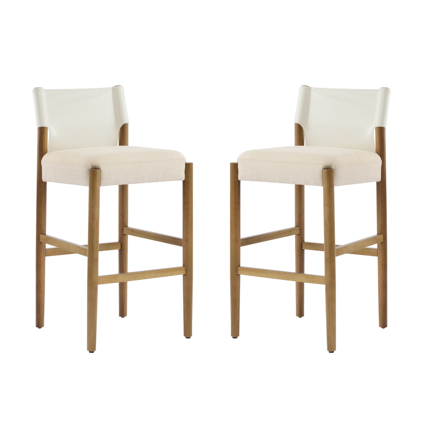 28.5, Modern Solid Wood Bar Stool With Polyester Cushion - Minimalist
