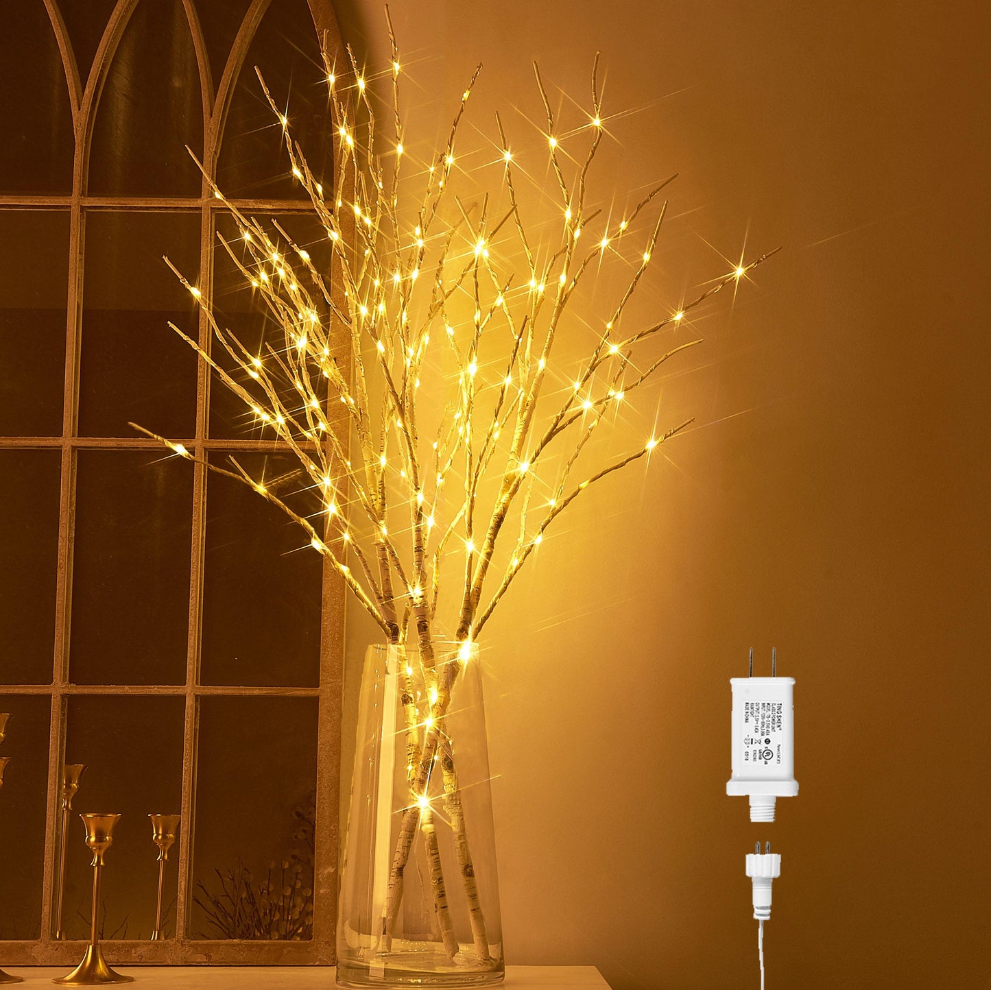 LED Birch Branch Ambient Light - 100 LED Beads, Adjustable Brightness