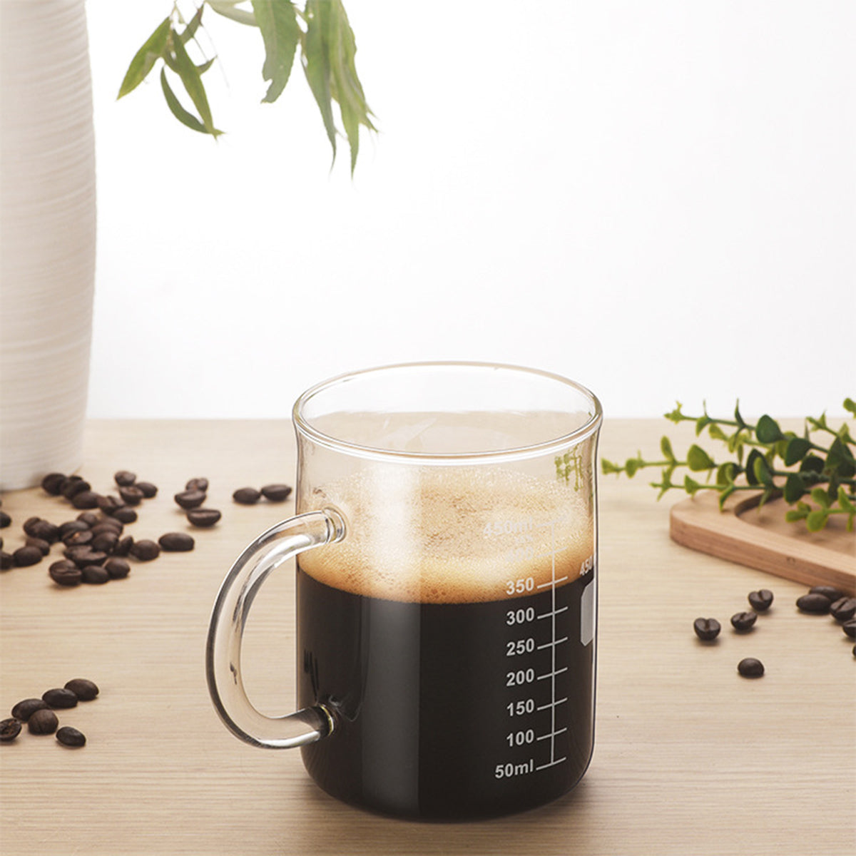 High Borosilicate Glass Coffee Cup with Scale - 1 PCS