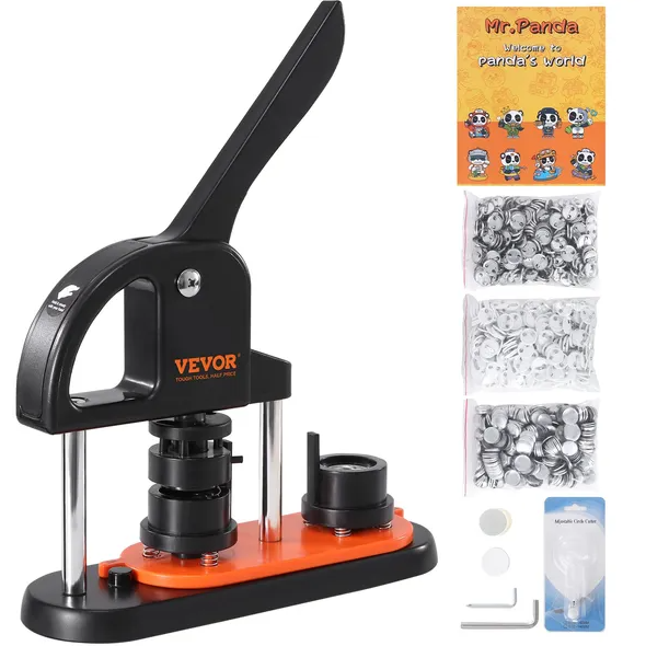 Button Maker Machine with 500 Button Parts & Panda Magic Book