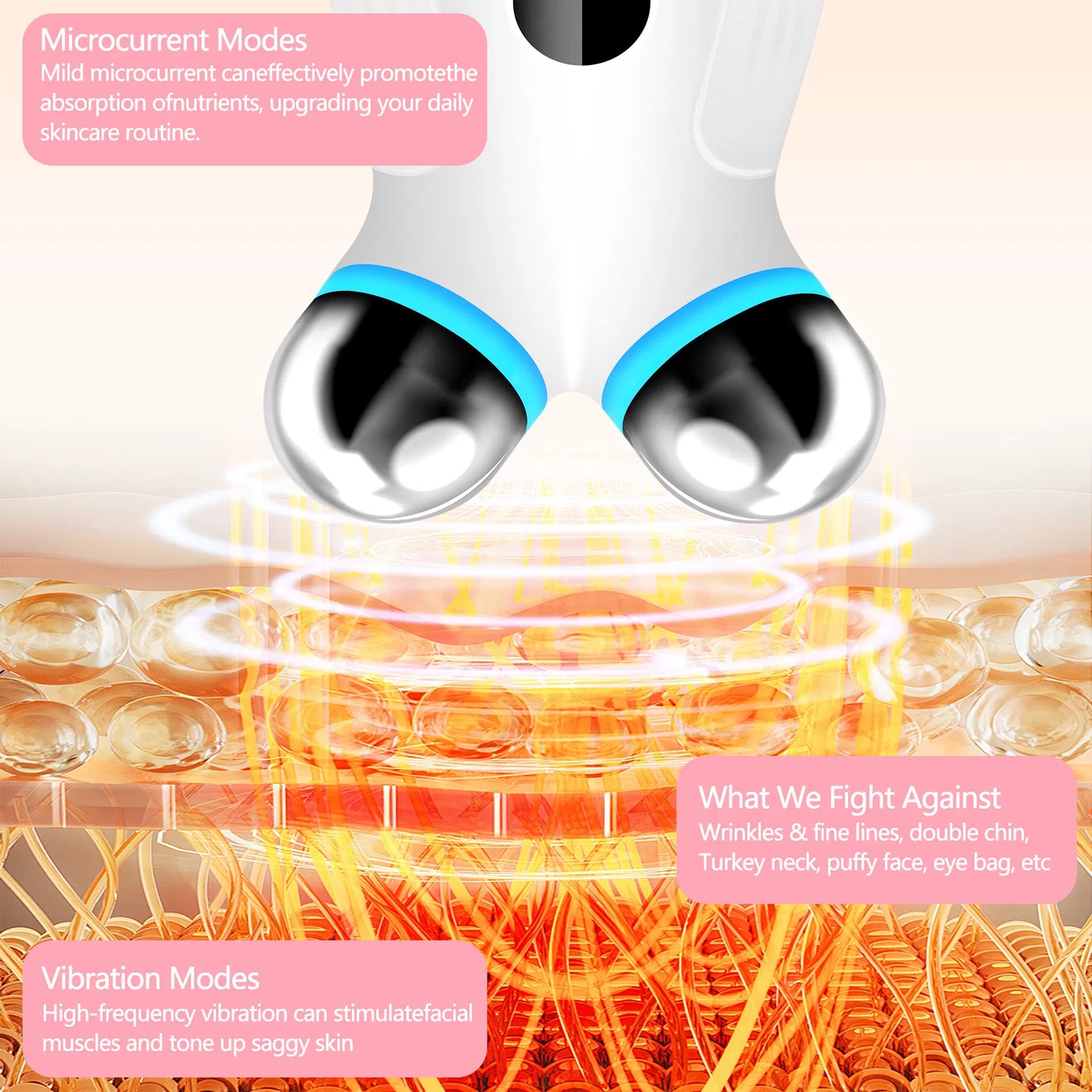 Microcurrent Facial Toning Device - Anti-Aging Skin Lifting Tool - White