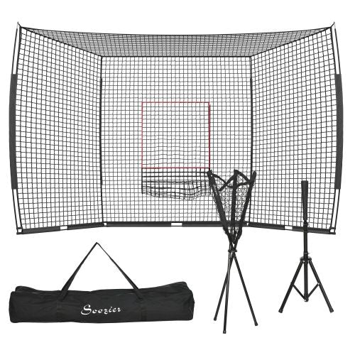 Baseball Net with Strike Zone, Tee, Caddy & Carry Bag - Black