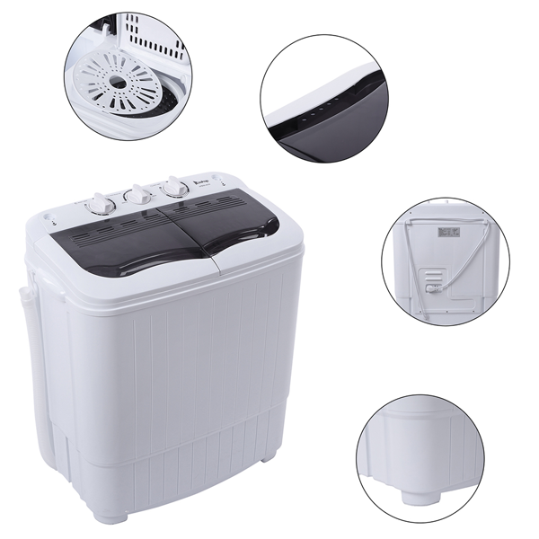 14.3lb Semi-Automatic Gray Washing Machine with Cover - Home Appliance