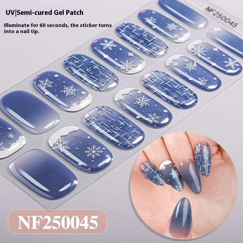 Semi-Cured Christmas Nail Stickers - Gel Nail Art Decals for Holiday Manicure