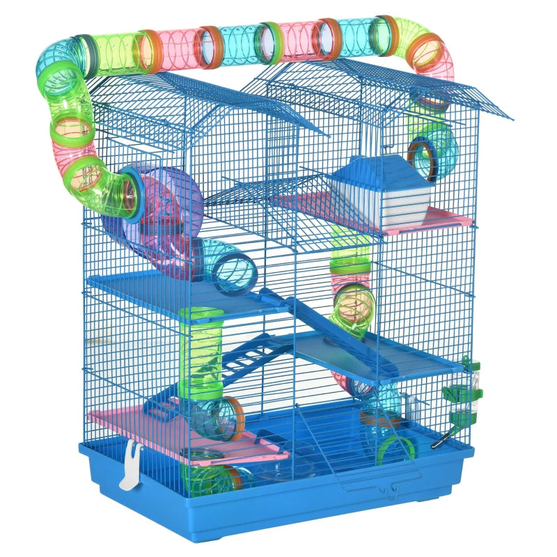 18.5 Inch 5-Tier Hamster Cage with Tubes and Tunnels - Small Animal Habitat