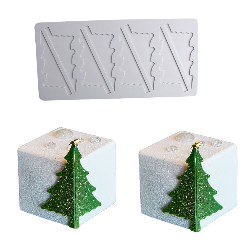 Christmas Tree Decoration Silicone Mold for Cake and Candy - Hollow Chip Swing Plate
