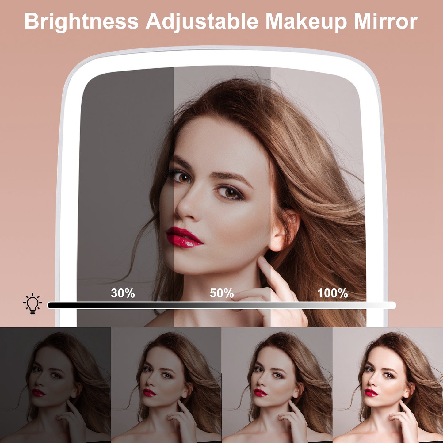 Portable LED Makeup Mirror with 3 Light Colors - Rechargeable Vanity Mirror
