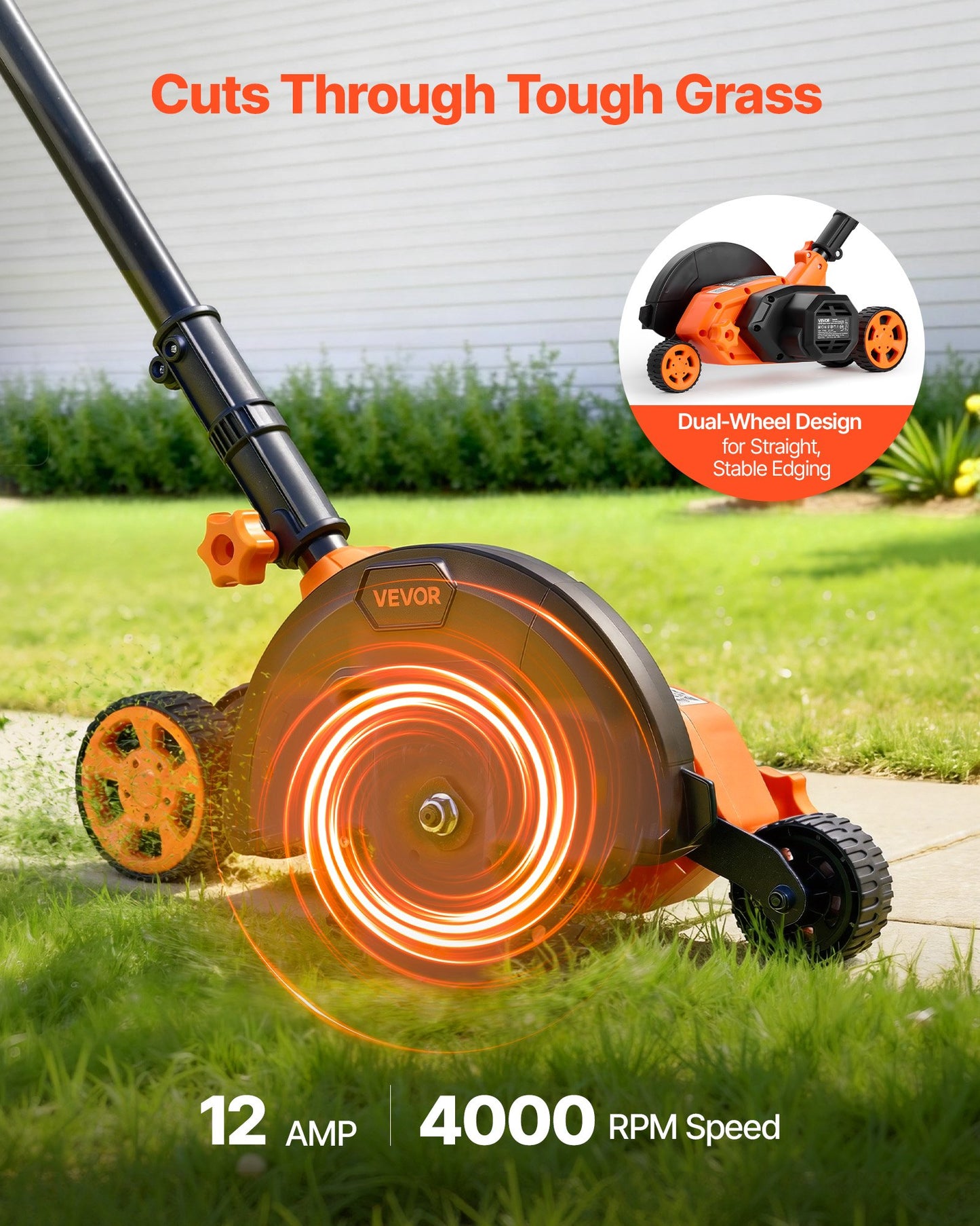 Electric Lawn Edger with 8-Inch Steel Blade, 12 Amp & Adjustable Depth