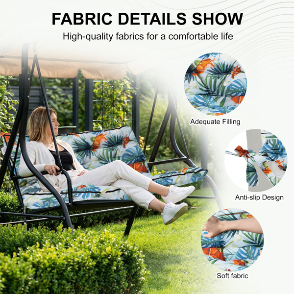 Waterproof Outdoor Swing Cushion 70-Inch Replacement with Backrest & Ties - 4-Inch Thick Patio Seat Pad for Garden & Backyard