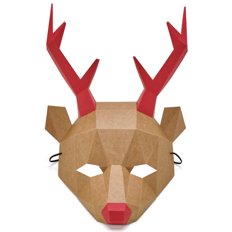 Half Face Masks for Party, Halloween & Cosplay - Fox, Panda, Elk, Elephant Styles