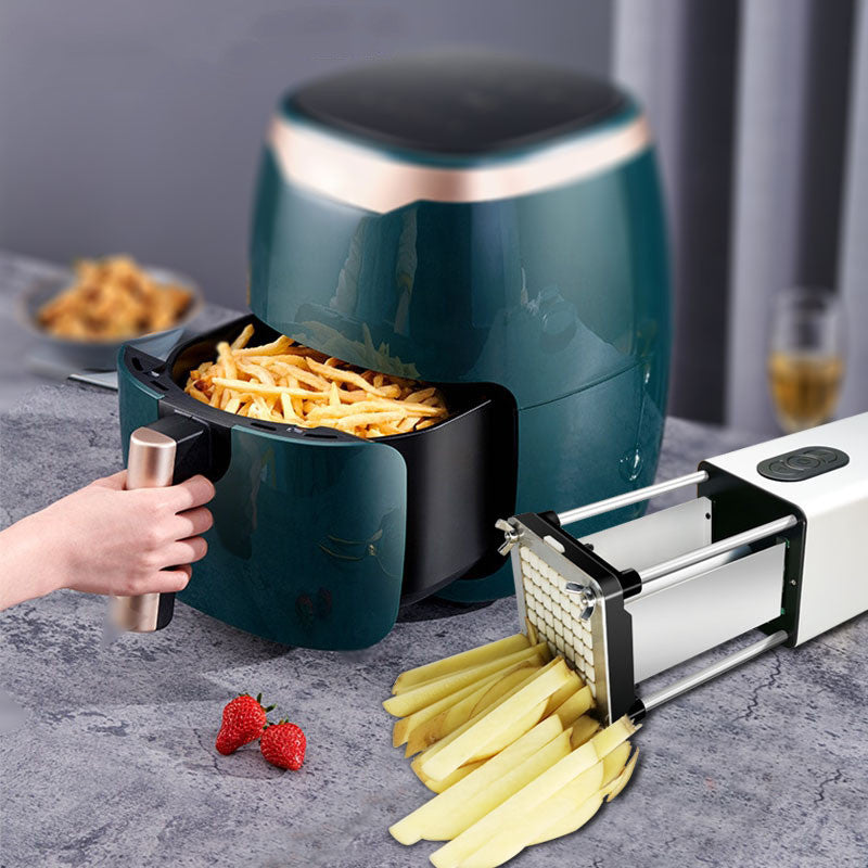 Electric French Fry Cutter with Stainless Steel Blades - Commercial & Household Food Slicer