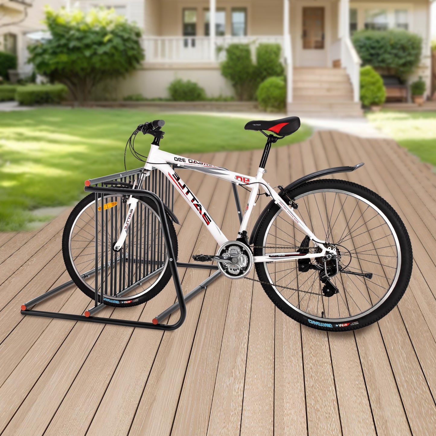 Heavy-Duty Outdoor Bike Rack - Freestanding Steel Storage Stand for 10 Bikes