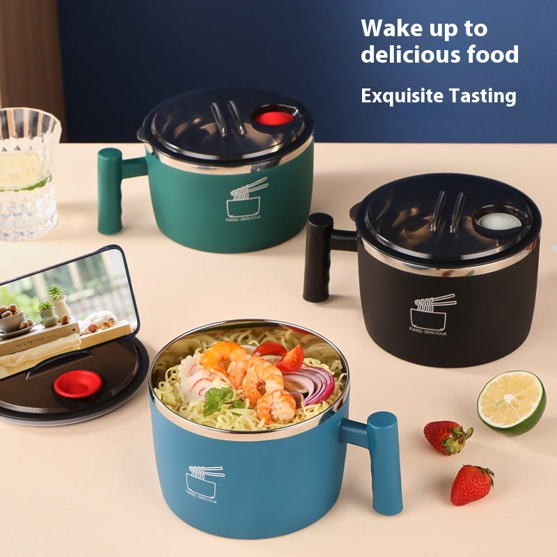 Stainless Steel Instant Noodle Bowl with Lid - Portable Kitchen Storage