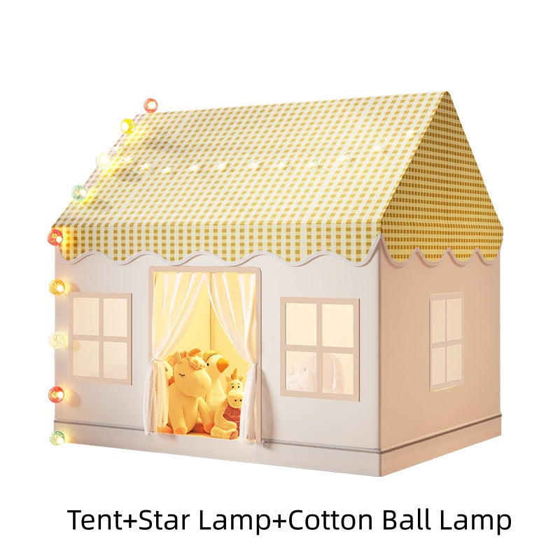 Children's Indoor Princess Tent with Star & Cotton Ball Lamps - Toddler Playhouse for Kids 4-6 Years
