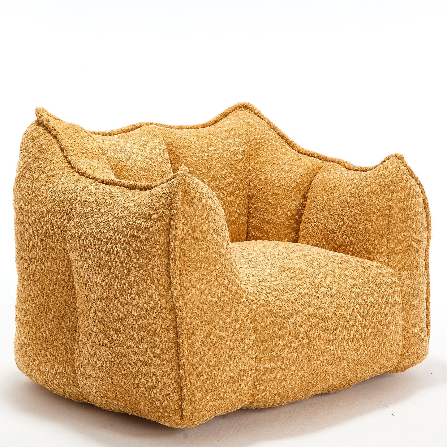 Yellow Chenille Bean Bag Chair - Comfortable Lazy Sofa for Adults
