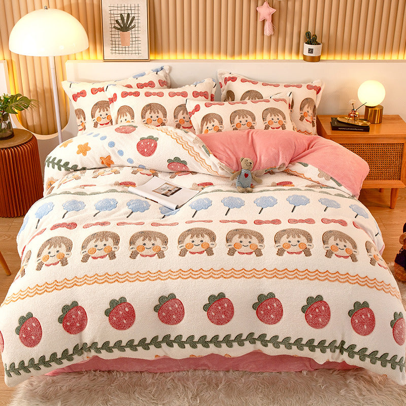 Coral Fleece Duvet Cover Set - Multiple Sizes & Styles