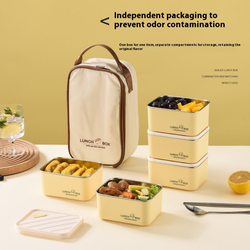 Stainless Steel Bento Lunch Box Set with Cover and Anti-Scald Feature