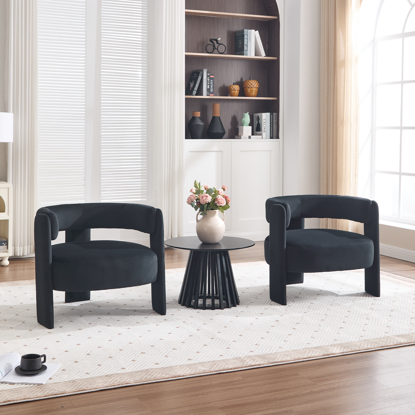 Modern Velvet Accent Chair - Comfy Single Sofa for Living Room