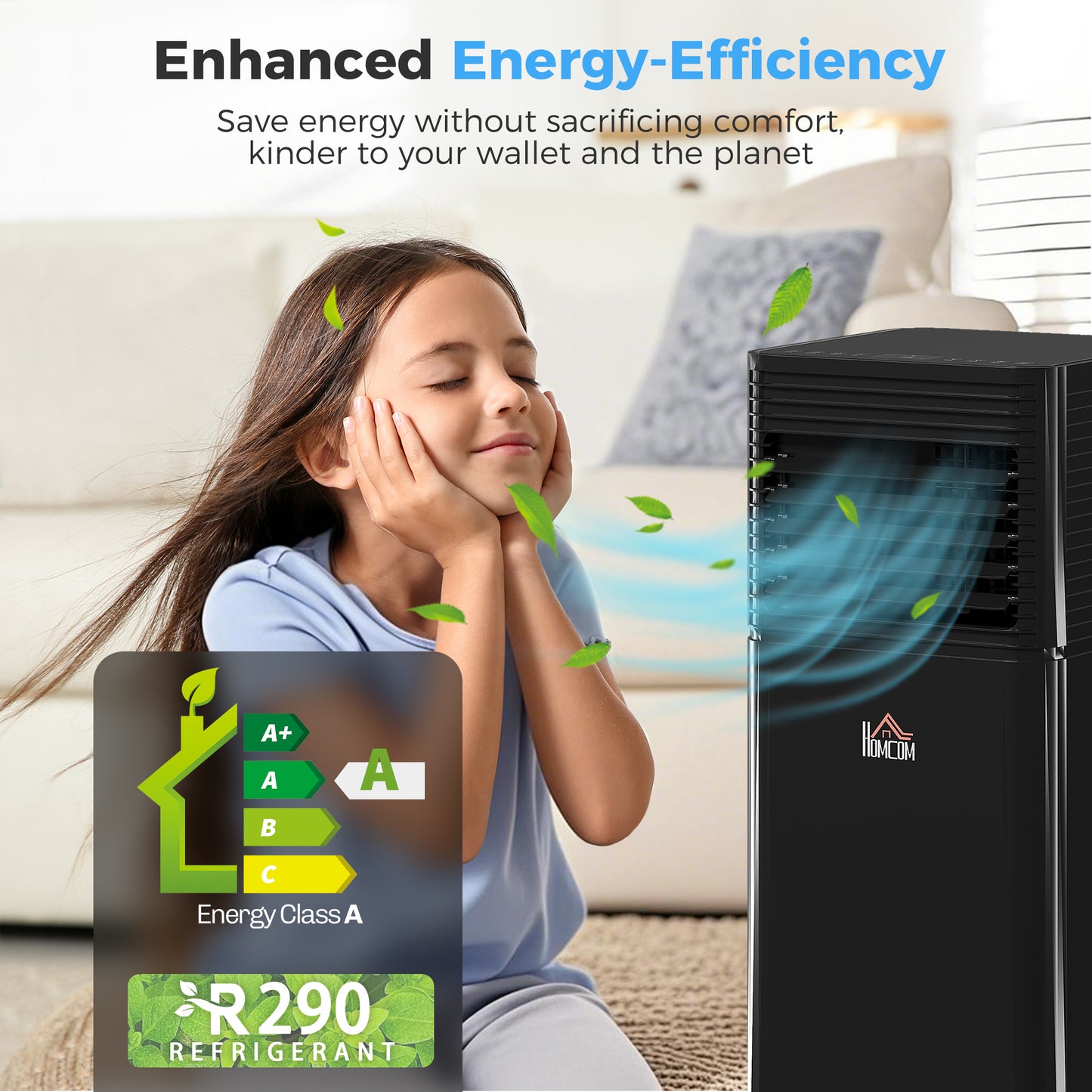 10000 BTU Portable Air Conditioner with Dehumidifier and Remote, Black
