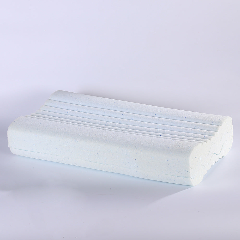 Wave-Shaped Adjustable Memory Foam Pillow with Pillowcase - White 60x40cm