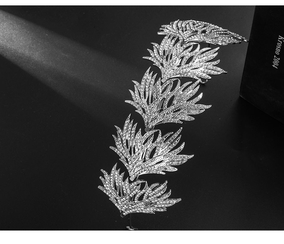 Palace Wedding Crown Headpiece - White Crystal