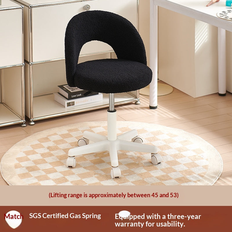 Fleece-Lined Computer Chair for Girls' Bedrooms - Multiple Colors