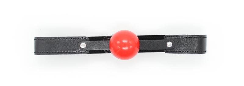 Adult Leather Ball Plug Toy Set with Adjustable Belt - Black & Red