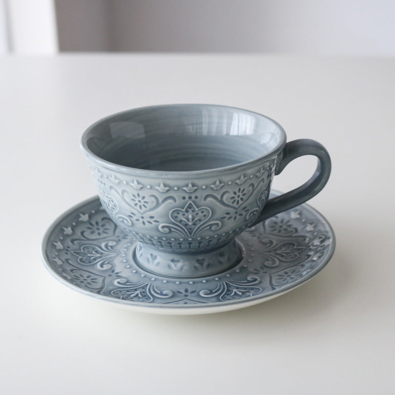 Ceramic UnderGlaze Dinner Plate with Blue Tulip Relief - Multiple Colors